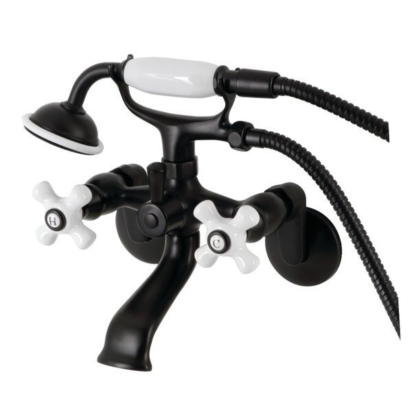 KS266PXMB Wall Mount Clawfoot Tub Faucet with Hand Shower, Matte Black, Kingston Brass, Mfr#: KS266PXMB